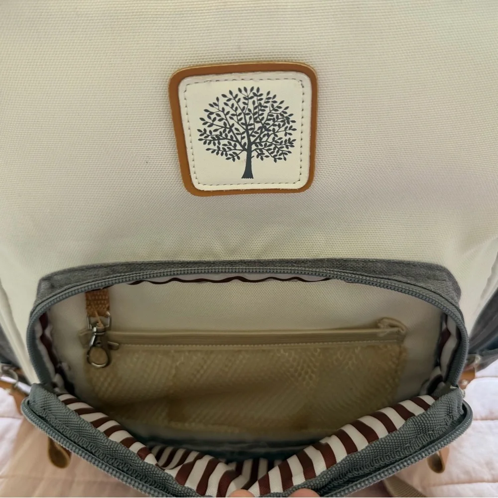 Parker Baby Diaper Backpack - Full Zip Diaper Bag with Insulated Pockets - Cream